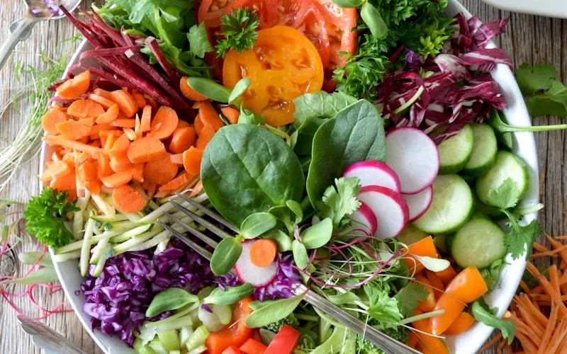 Fresh crunchy vegetables like carrots and celery that naturally clean teeth