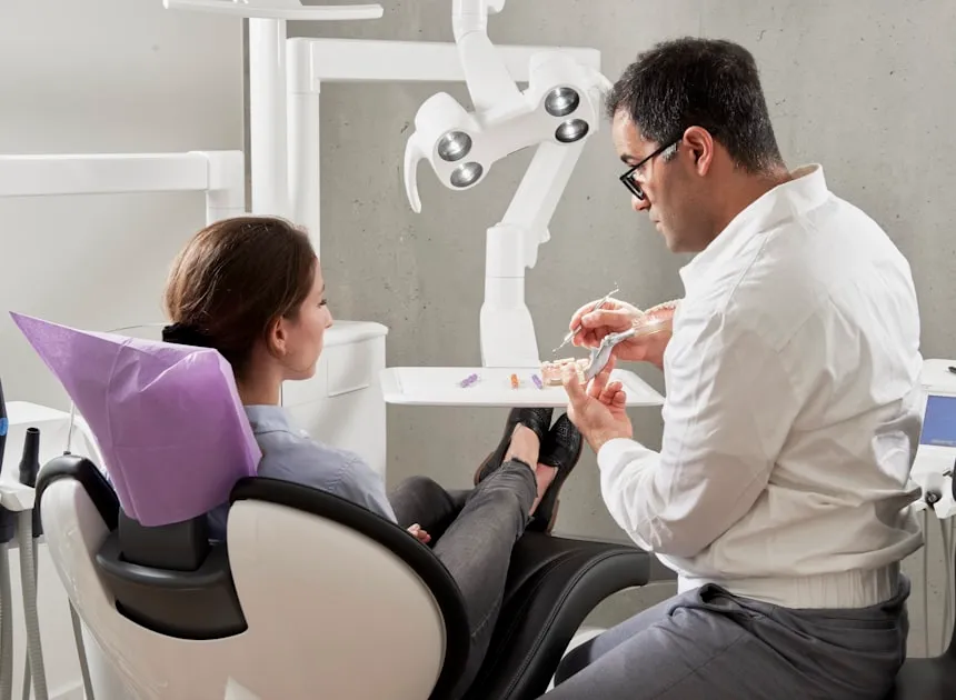 Hygienist performing a routine dental cleaning
