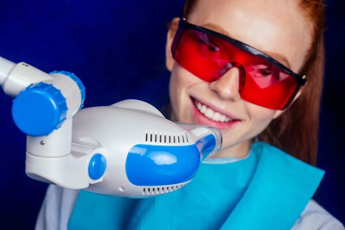 Bright white smile after professional cosmetic dental treatment